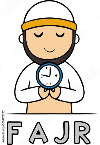 Fajr prayer namaj time vector on white background 