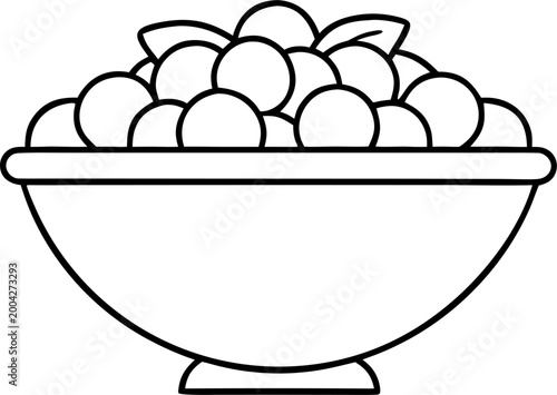 fruit bowl vector outline iconon white background 