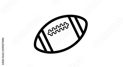 Classic black and white outline vector illustration of an American football, perfect for sports design, game graphics, or athletic themed projects.