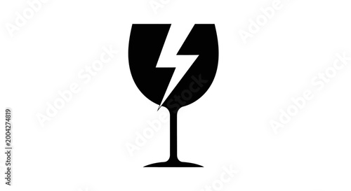A clear black and white vector illustration depicting a fragile glass symbol, perfect for packaging warnings or handling instructions, emphasizing delicate contents requiring careful treatment.