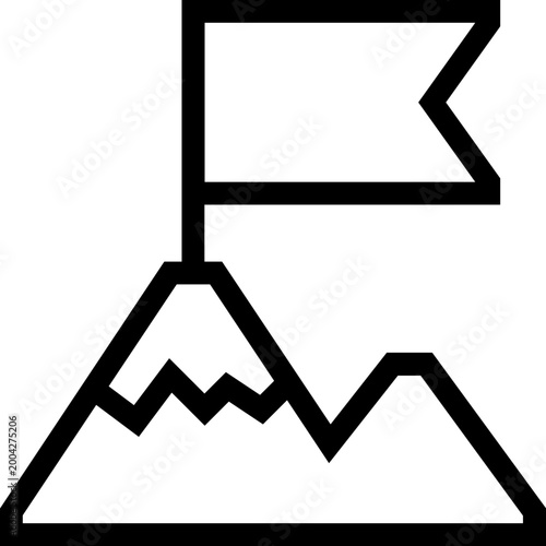 Mountain Goal Flag Outline Icon