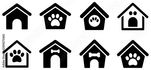 Photos dog house icon set vector illustration