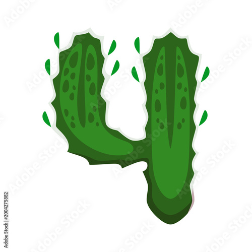 Cacti dessert plant, cactus font type cartoon number 4 four. Mexican succulent typography figure, prickly cactus font vector number. Desert plant leaf type numeral symbol or cacti typeface digit
