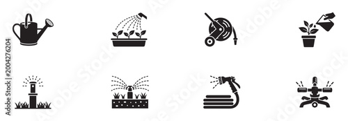 Fotografi Gardening and lawn irrigation system icon set