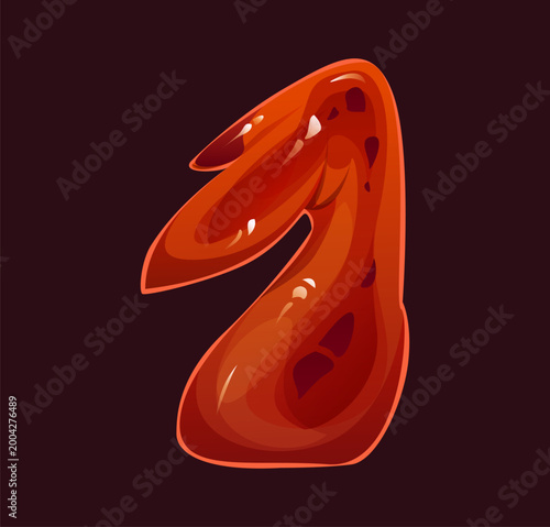 Cartoon barbecue font, BBQ chicken wing 1 one number typeface, barbeque ABC English alphabet digit. Barbeque typeset vector figure, grill food font numeral symbol with cooked on grill chicken wing