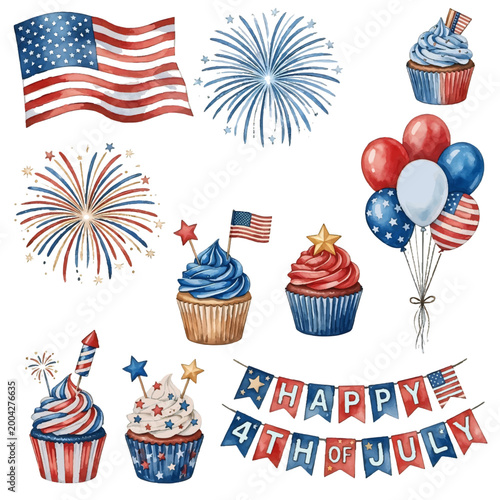 Simple illustration of USA Independence Day with patriotic stars and flag elements for a Fourth of July celebration banner
