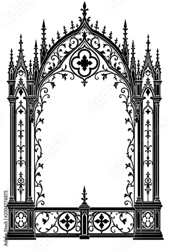 ornate symmetrical gothic architectural gate door arch