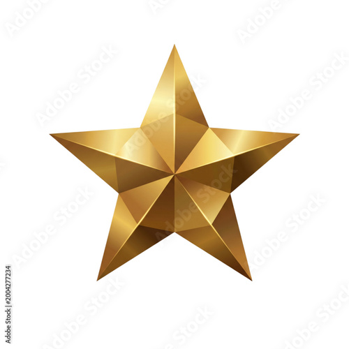 Golden Star Isolated on White Background
