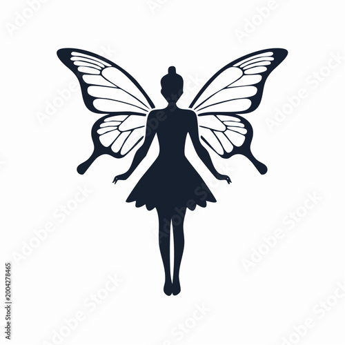 Silhouette of a fairy with butterfly wings