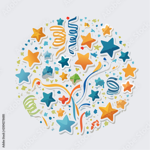 Festive Confetti and Starbursts Celebration Background