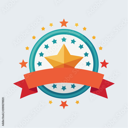 Award Badge with Star and Ribbon