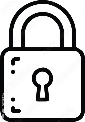 lock icon simple black and white outline illustration on a transparent background high quality professional detailed modern elegant stylish clean crisp