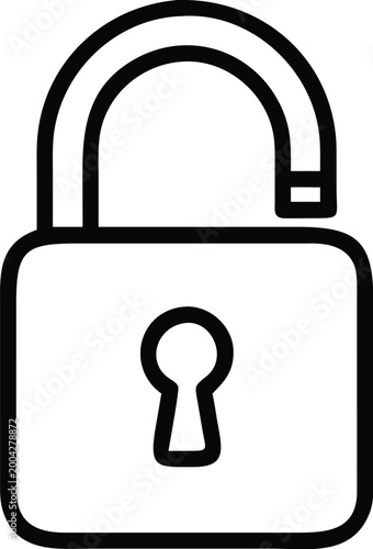 unlocked padlock icon simple black and white line drawing on a white background high quality professional detailed modern elegant stylish clean