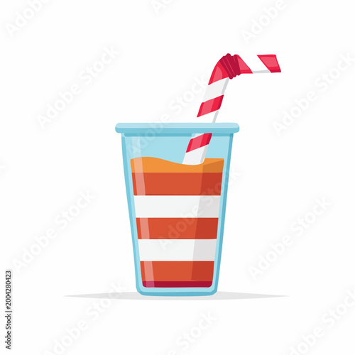 Refreshing Orange Drink with Striped Straw