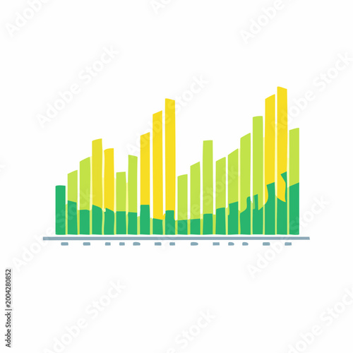 Stylized Bar Chart with Upward Trend