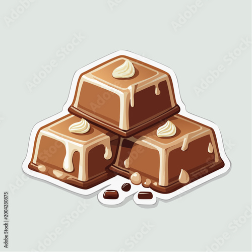 Stack of Chocolate Candies with Cream Swirls