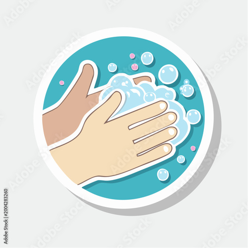Washing Hands with Soap and Bubbles