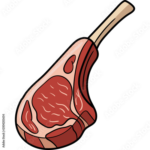 Raw Lamb Chop Cartoon Illustration