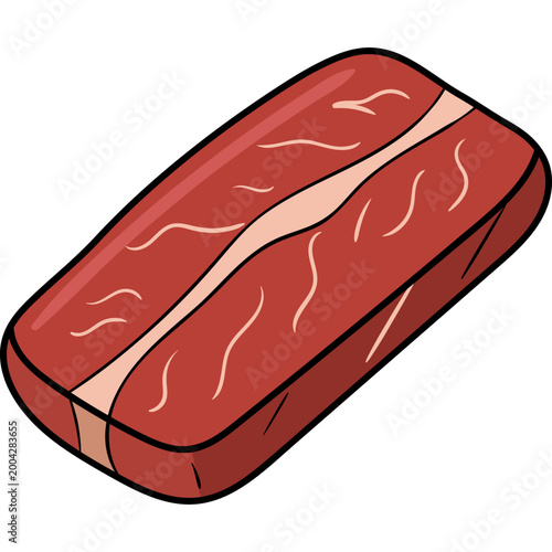 Cartoon Raw Beef Steak Illustration