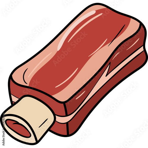 Cartoon Illustration of Beef Rib