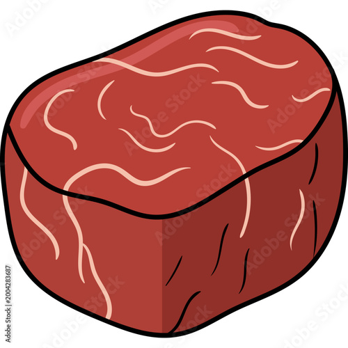 Raw Beef Steak Cartoon Illustration