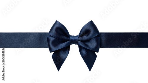 Photos Navy blue satin ribbon tied in decorative bow
