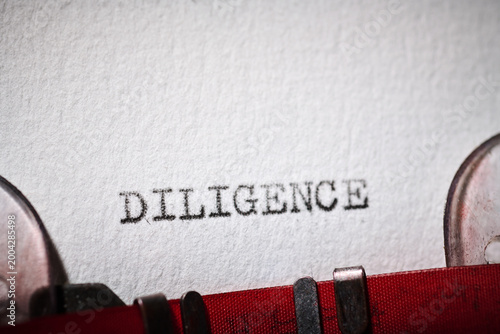 Billede på lærred diligence word text written with a typewriter