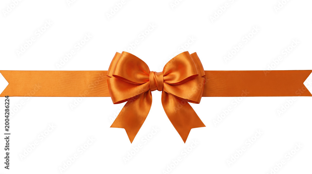 Fototapeta premium Vibrant orange satin ribbon bow for gift decor