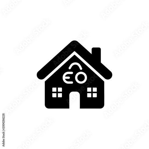 Eco Friendly Sustainable Home Icon in Black