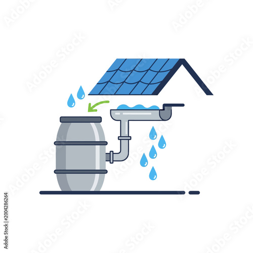 Rainwater Harvesting System with Barrel and Solar Roof