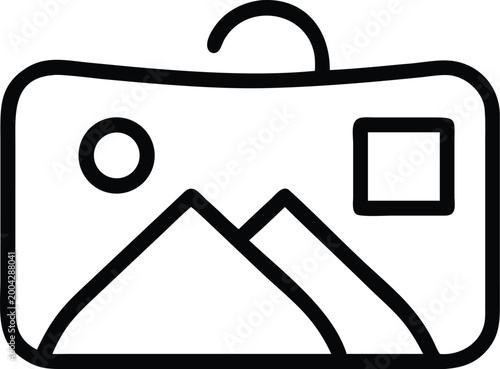 camera icon with landscape image simple line drawing on white background high quality professional detailed modern elegant stylish clean crisp vibrant
