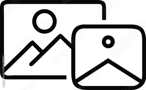 gallery icon with image symbol black outline on white background high quality professional detailed modern elegant stylish clean crisp vibrant colorful