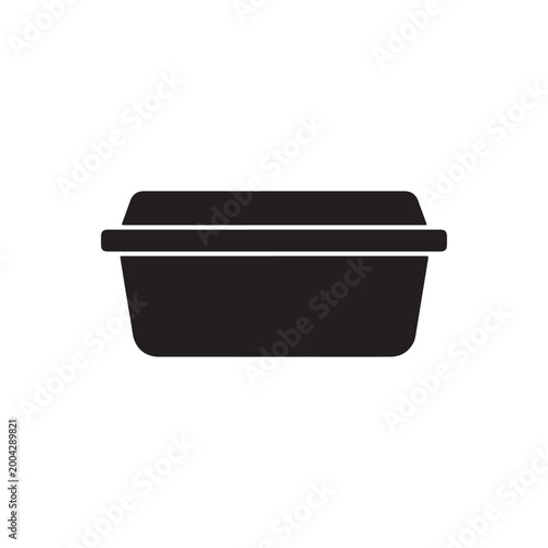 Plastic food box silhouette icon vector flat design