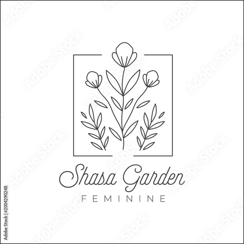 Flower garden flower blossom minimalist logo design vector