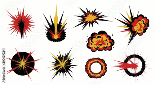 Photos Collection of Dynamic Cartoon Explosions and Burst Effects.