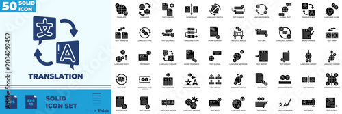 Translation Solid Editable Icons set