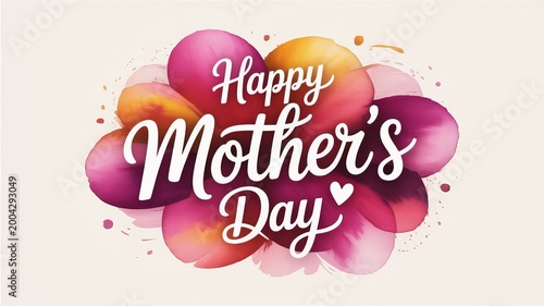 Happy Mother's Day text on colorful floral background celebrating the holiday