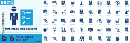 Business Assesment Solid Color Editable Icons set