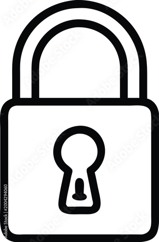 lock icon simple black and white outline on a transparent background high quality professional detailed modern elegant stylish clean crisp vibrant