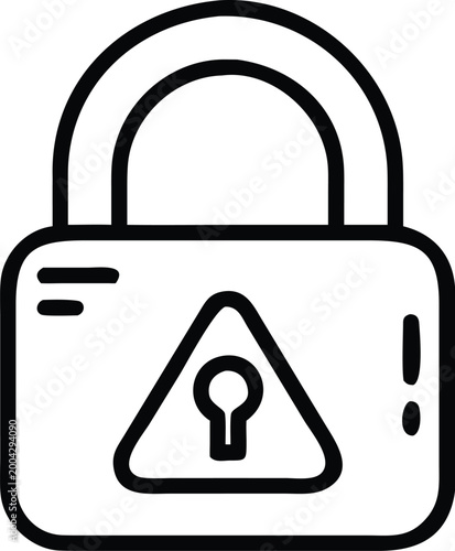 lock icon with warning symbol and keyhole simple black and white illustration high quality professional detailed modern elegant stylish clean crisp