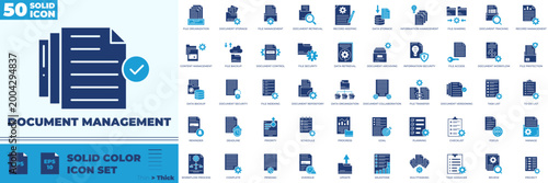 Document Management Solid Color Editable Icons set