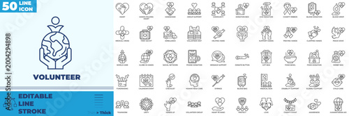 Voluenteer Line Editable Icons set