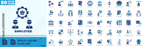 Employee Solid Color Editable Icons set