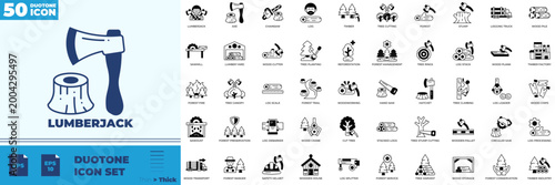 Lumberjack Duotone Editable Icons set
