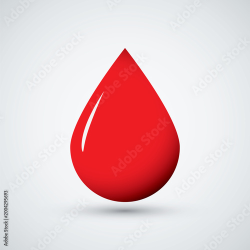 Single Red Blood Drop Vector, Medical Droplet Symbol, Healthcare and Donation Concept Icon