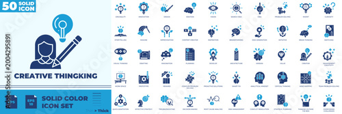 Creative Thingking Solid Color Editable Icons set