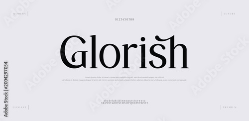 Glorish, Typography Luxury classic lettering serif fonts decorative vintage retro logo concept.
