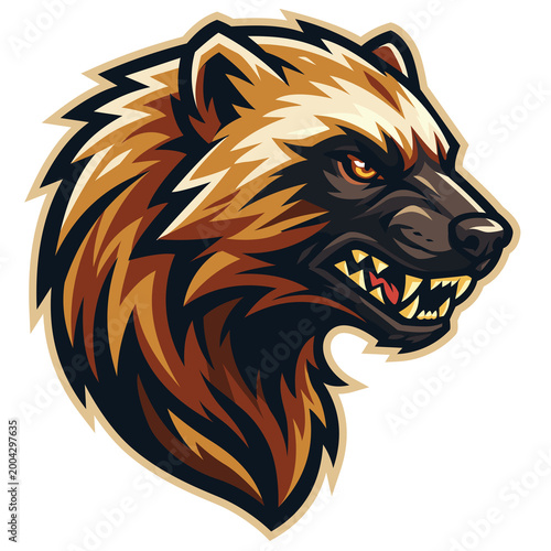 Fotografía Wolverine head in a bold cartoon vector style suitable for mascot or tattoo desi