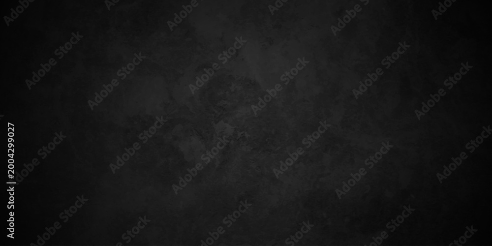 Fototapeta premium Dark black old wall paper grunge background. black blackboard and chalkboard texture. Dark black concrete wall texture element vintage grunge charcoal paint rough, distress backdrop background.