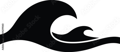 Minimalist wave and surfboard icon design